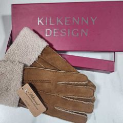 Real Sheepskin Gloves Ladies Woman Girls Kilkenny Design Ashwood New Size S/M Brown