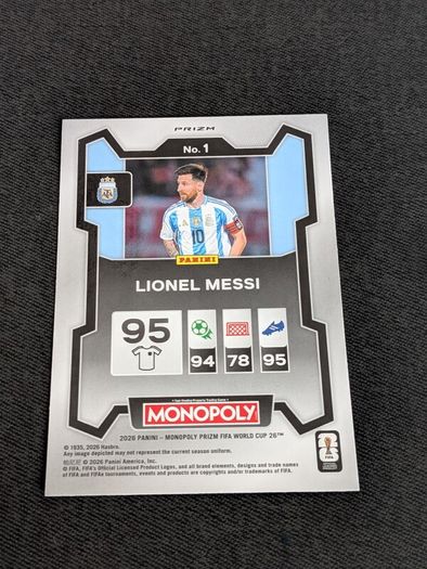 Monopoly Prizm Fifa World Cup 2026 Four Corners Green Wave Lionel Messi Argentina
