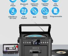 Cd cassette player boombox with 5000mah rechargeable