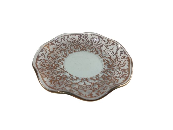 Vintage Glass Plate Hand Painted Gold Glass 12cm / 5 inches