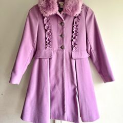 Monsoon purple faux fur collar trim coat, 11/12y