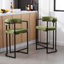 Velvet Kitchen Stools Set of 2 Bar Stools Breakfast Modern Counter Stools for Dining Room Height Bistro Stool with Backrest (Green) Image 6