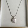 Vintage Sterling Silver 925  Oval Pendant Necklace with Cubic Zirconia Stones length 18" - 9,7g Image 3