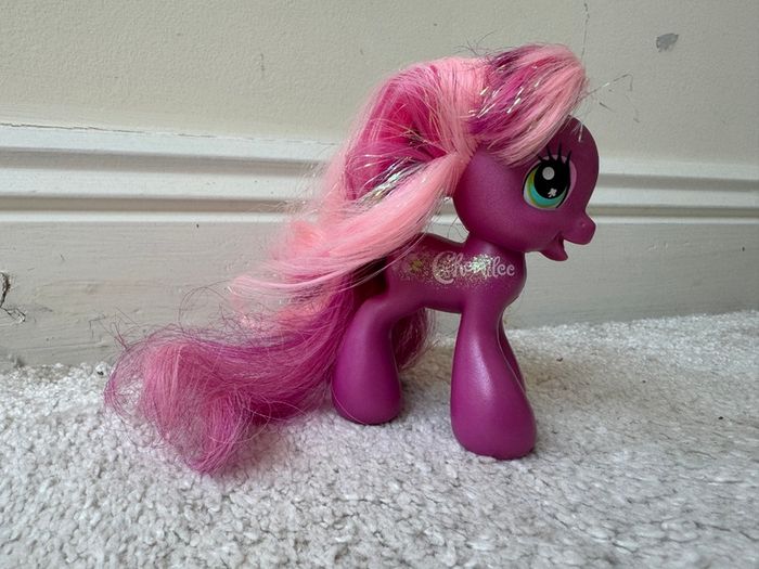 My Little Pony Cheerilee Ponytails 2008 Purple Pink Brushable approx. 10 cm. Used Please see photos