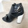 Topshop black and cream leather chunky heel sandals Image 2