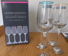 Lennon Courtney x Kilkenny Design Set of 4 Champagne Flutes. New in Box