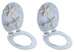 WC Toilet Seats 2 pcs with Soft Close Lids MDF Starfish Design