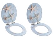 WC Toilet Seats 2 pcs with Soft Close Lids MDF Starfish Design