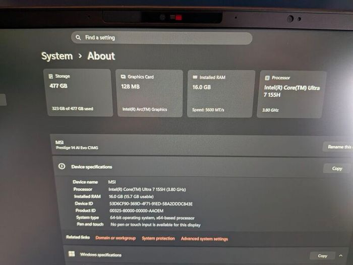 MSI Prestige 14 AI Evo Laptop - Intel Core Ultra 7, 16GB RAM, 512GB SSD