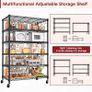91cm x 46cm x 191cm Wire Storage Shelves with Wheels, NSF Certified 6-shelfs Heavy Duty Adjustable Kitchen Shelving Unit, Pantry Organizer Rack Rolling Metal Shelf for Garage Image 6