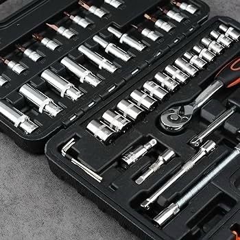 NEW SALE | 53-Piece 1/4" Socket Set,Driver Bits Metric Tool Set,72 Teeth Quick Release Ratchet Wrench Set with Flexible Extension Rods,S2 Screwdriver Bit,CRV Sockets/Deep Sockets,Tool for Car Bicycle Repair&DIY