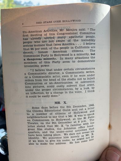 Very Rare Irish Pamphlet Red Stars Over Hollywood highlighting the perceived Communist propogada in the Hollywood movies in the post World War 2 era.