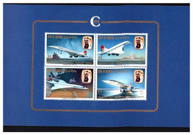 1976 Bahrain Harrison & Son Ltd Inaugural Bahrain Concorde Flight Commemorative Stamp Set Presentation Pack
