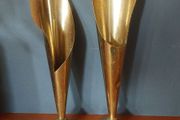 A Fabulous Pair of Rare Antique/Vintage Brass Arts &amp; Crafts Style "Calla Lily" or "Trumpet" Vases with Hand-Beaten Repousse Finish  - Priced as a Pair, But Can be Sold Separately