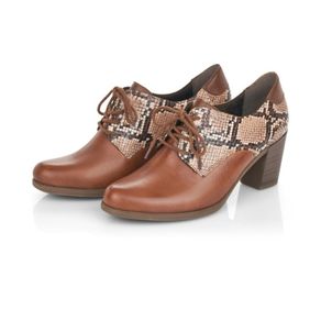Rieker Antistress Brown & Snakeskin Lace-Up Heeled Oxfords Size 41