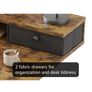 Electric Adjustable Height Desk, with 2 Fabric Drawers, 120x60cm 72-116cm Height, Stable Sit-Stand Standing Desk w. 2 Memory Buttons, Computer Desk for Home Office, 2 pcs Desktops, Brown Image 2