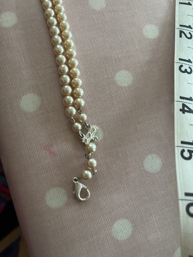 Double strand Faux pearls with Diamond clasp