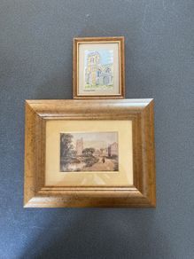 Victorian water colour & modern watercolour of Churches