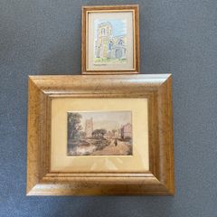 Victorian water colour & modern watercolour of Churches