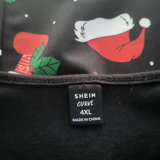 Shein black contrast Xmas dress, Size 4XL / UK24