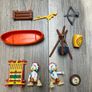 Vintage Disney Frontierland Playset Lot Teepee Canoe Mickey Minnie Donald Figures Image 3