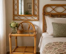 Vintage Wicker Table and Mirror
