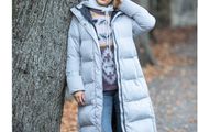 Superdry - Long line Puffer Coat - Fits UK 10 - Light Grey - BNWT RRP 184.99