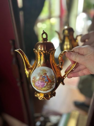 Complete 15-Piece Vintage STW Bavaria Porcelain 24K Gold Coffee & Tea Service