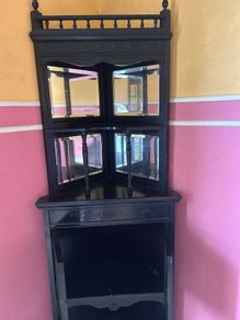Black painted corner display cabinet with mirrors