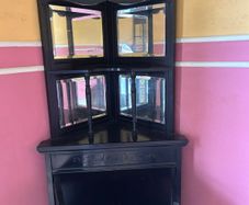 Black painted corner display cabinet with mirrors