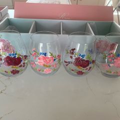 Rosa Belle stemless wine glasses