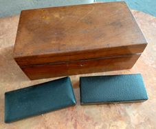 Antique set of architectural drawing instruments in original boxes plus extras in a lovely walnut wooden box