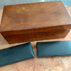 Antique set of architectural drawing instruments in original boxes plus extras in a lovely walnut wooden box