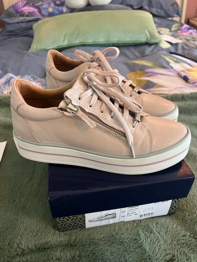 NEW Carl Scarpa Fissato Side Zip Platform Runners / Trainers - Blush Pink Leather - Size 6 / EU39
