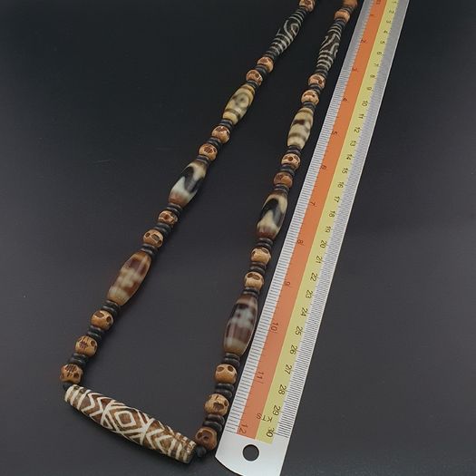 Antique Burmese Pumtek Pyu & Himalayan Tibetan Agate with Skull Shape Beads Necklace