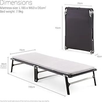 Compact Folding Bed with Comfort Mattress, Single