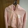 Pink crop white fox hoodie Image 4