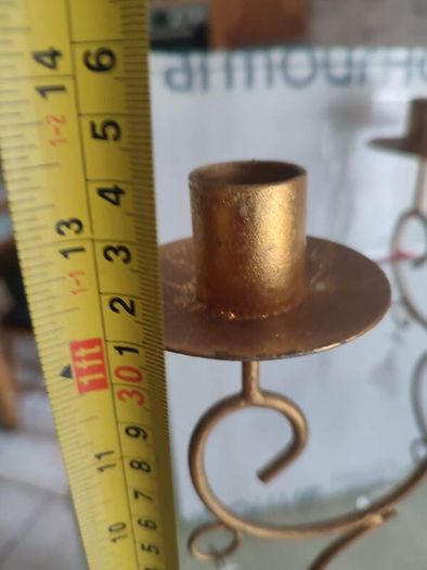 Gold color Painted Wrought iron Wall Candle Holder for 5 Candlesticks