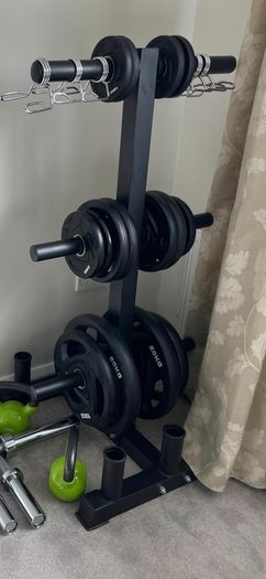brand new heavy duty olympic bar and plate rack