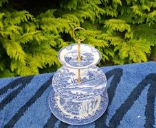 Blue hand drill cake stand  postage possible