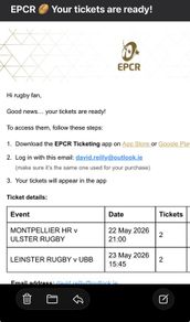 2 x EPCR Champions Cup Finals Tickets - Golden Package