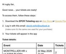 2 x EPCR Champions Cup Finals Tickets - Golden Package