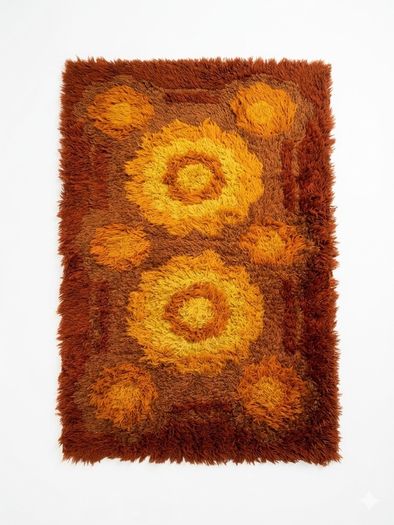 Vintage Retro Mid Century Scandinavian Wool Rug