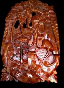 Beautiful layered flamingo hand carved wooden wall decoration