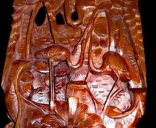 Beautiful layered flamingo hand carved wooden wall decoration