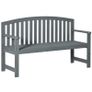 2 Seater Wooden Garden Bench with Armrest, Outdoor Furniture Chair for Park, Balcony, Grey Image 2