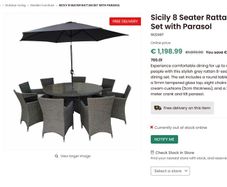 Sicily 8 Seater Rattan garden furniture set with Parasol and tempered glass top