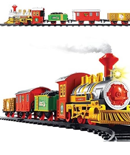 Christmas train set, 14 piece. Boxed and new