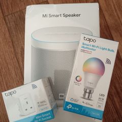 Mi Smart Speaker, Tapo Mini Smart Wi-Fi Socket and Tapo Smart Wi-Fi Multicolour Bulb