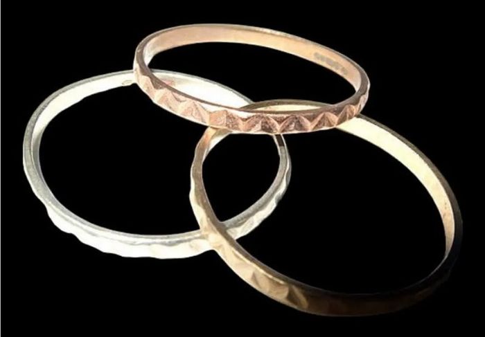 Vintage Hallmarked 9k Rose/White/Yellow Gold Rings